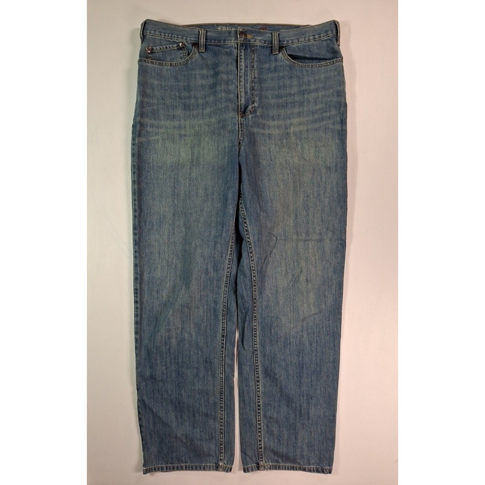 True Nation Mens Loose Fit Jeans 40x34 Medium Wash Blue Denim 100% Cotton